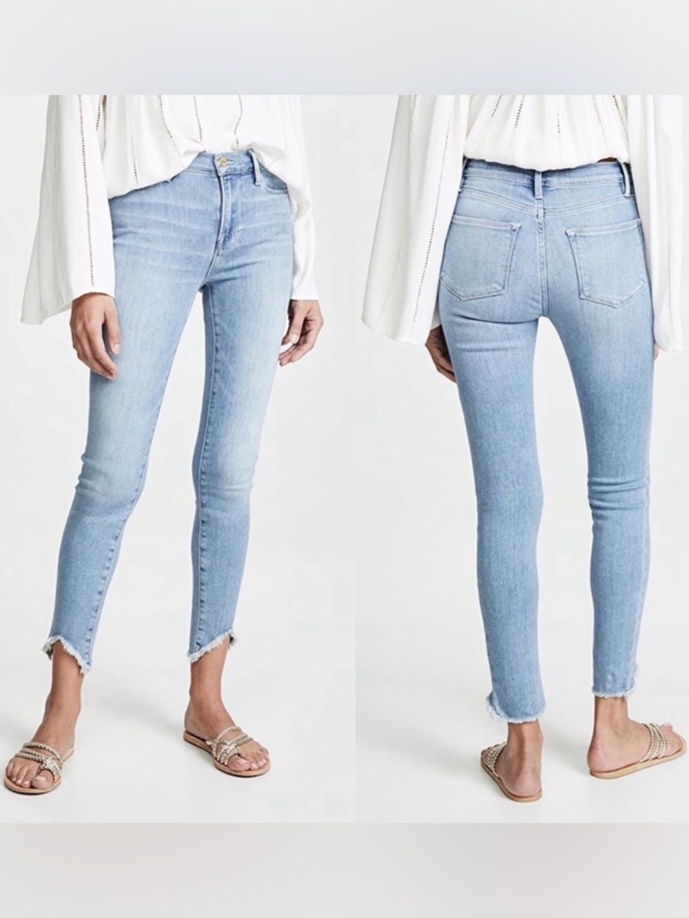 Frame Denim Le High Skinny Triangle Frayed Hem Jeans 30